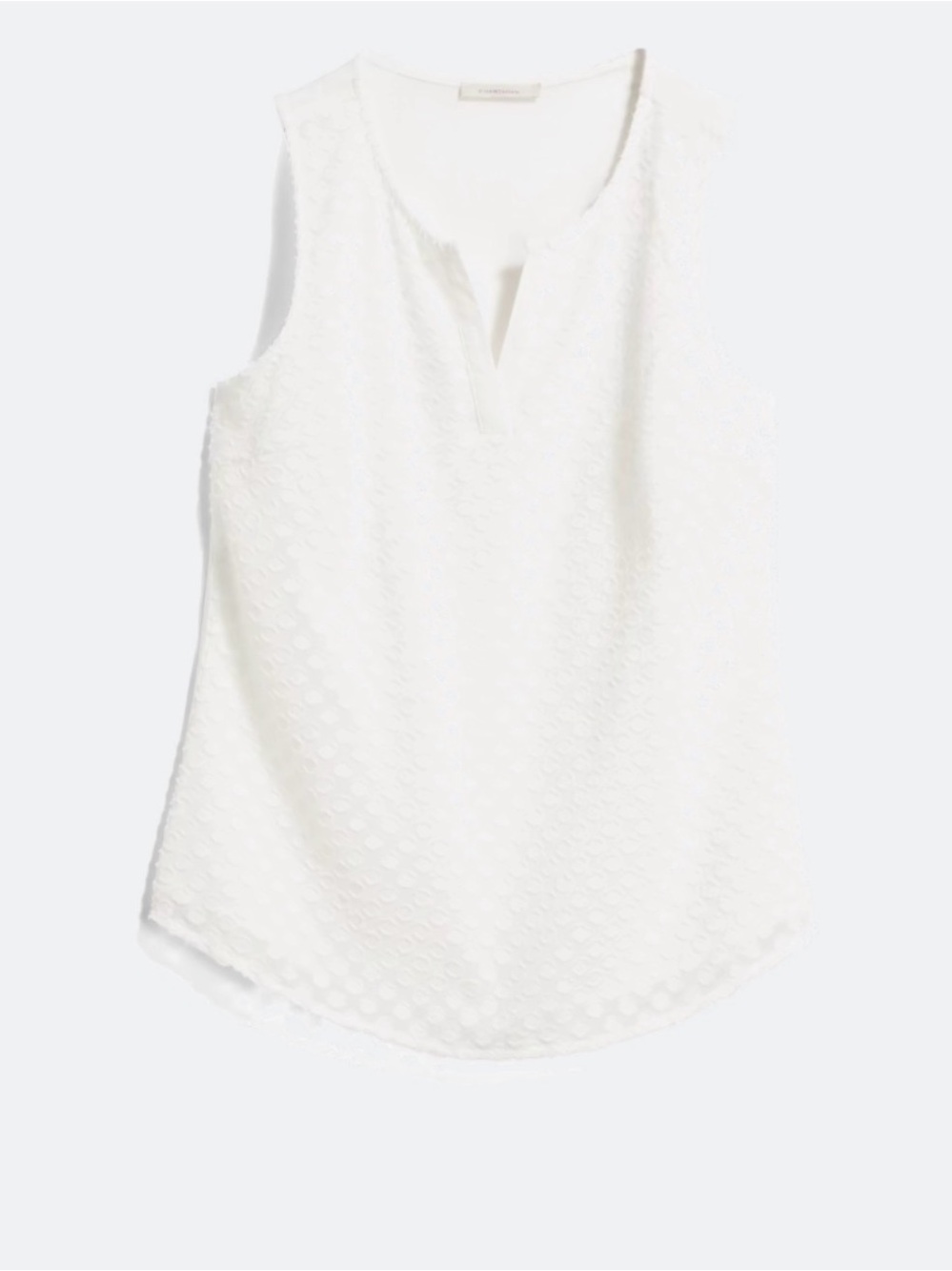Market & Spruce White Textured Split-Neck Camisole